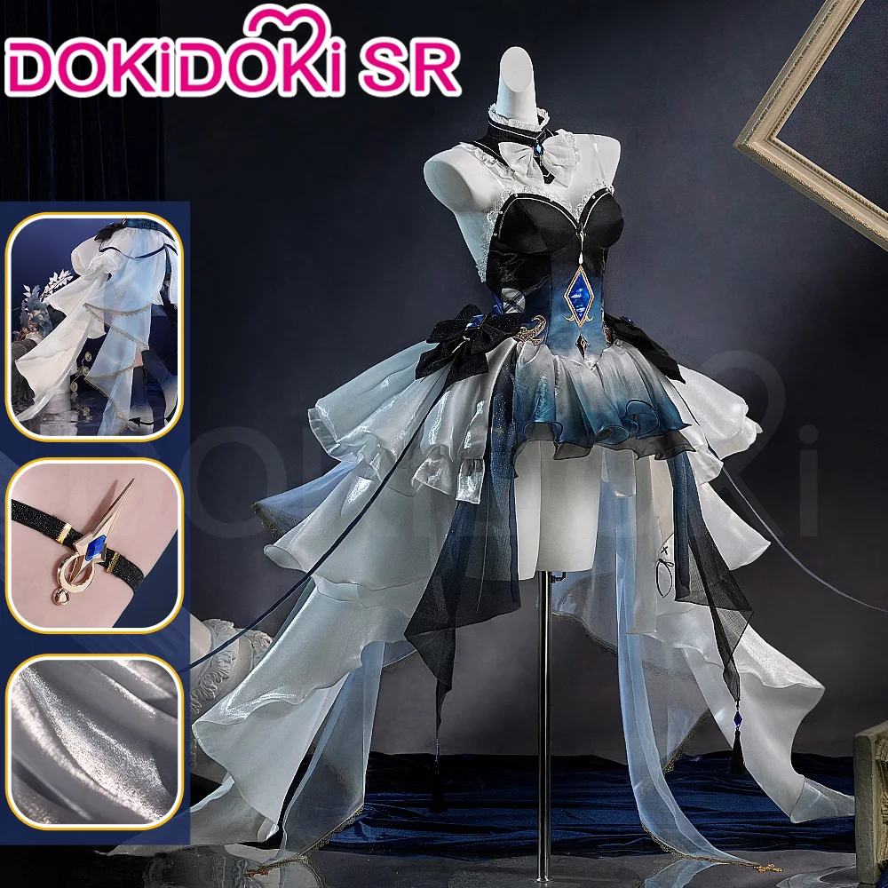 Furina Doujin Cosplay Costume Game Genshin Impact DokiDoki-SR Cosplay Letter of the Sea Fontaine Focalors Blue Dress Halloween