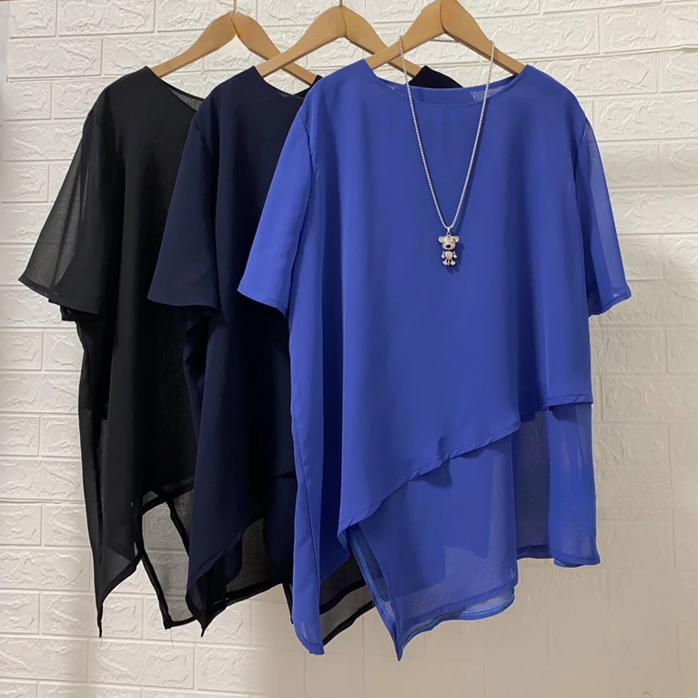 

summer women blue chiffon tops loose women chiffon blouses