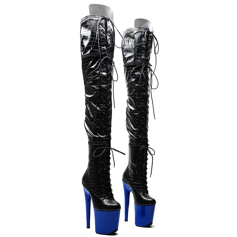 Leecabe 20CM/8inches alligator PU Zipper split boots Women New Design Three ways wear boots Extreme High Heel Detachable boots