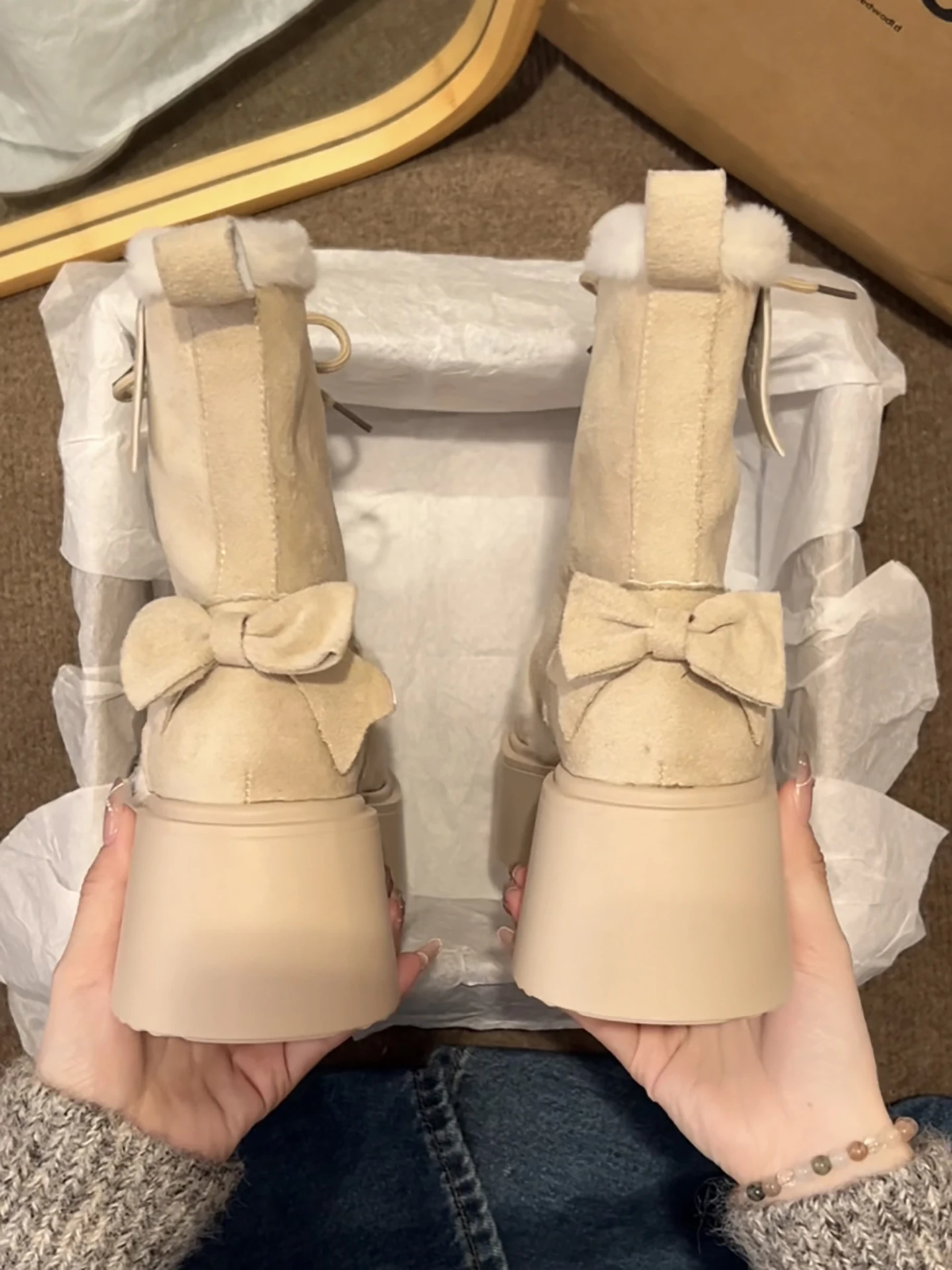 

Thiened Fce Lined Anti-Slip Winter Snow Boots Women's Sle 2025 New Retro Cotton oes High Heel ort Tube Korean Version