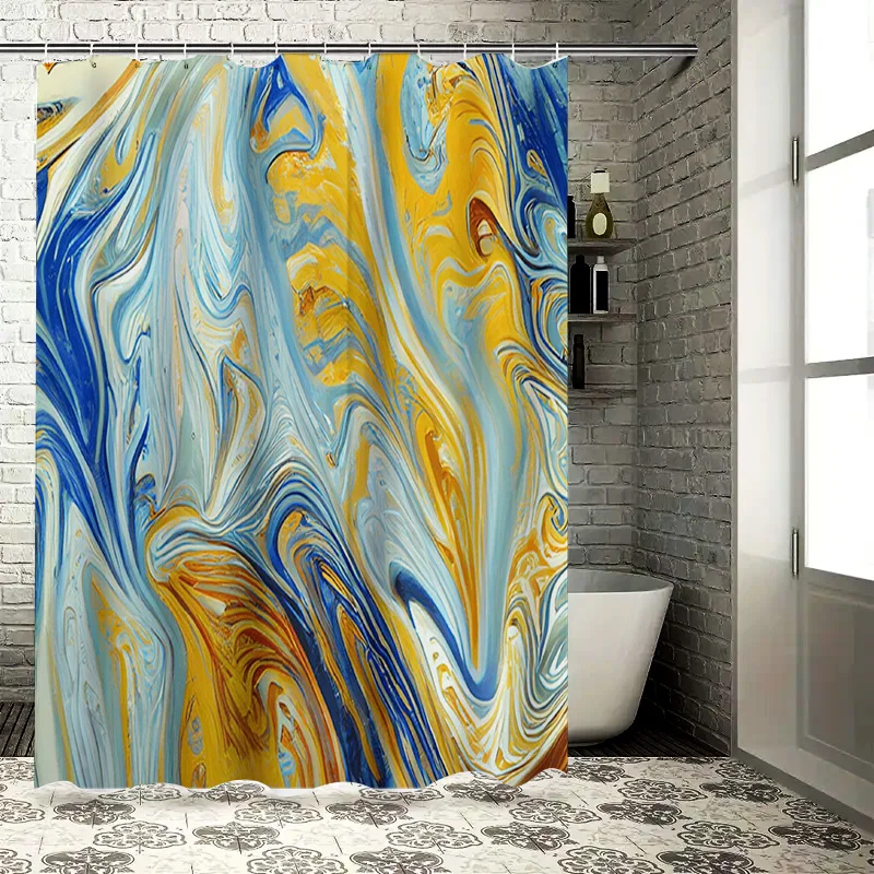 

Современная ткань для занавески для душа в ванной комнате с абстрактным принтом океанских волн, водонепроницаемый, нескользящий, экологически чистый декор для домашних ванных комнат