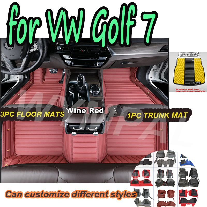 

LUXURY Car Floor Mats For VW VW Golf 7 7.5 GTE GTD GTI 2012~2020 Carpets Leather Mat Rugs Pad Interior Parts