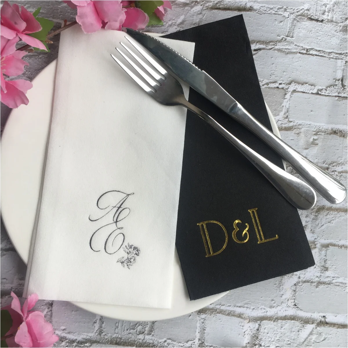 

50 шт. салфетки для свадебного стола - льняные салфетки с монограммой для свадеб и помолвки