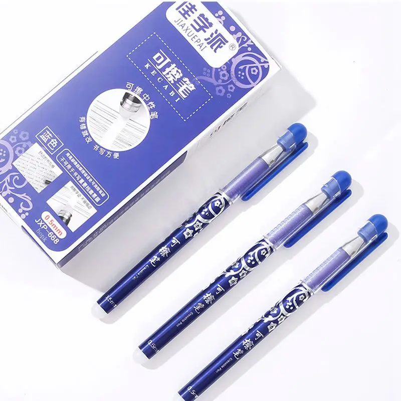Erasable Gel Pens Set 0.5 mm Fine Point Blue Kawaii Ballpoint Pen for Writing Stationery Office School Supplies Cute Stationery