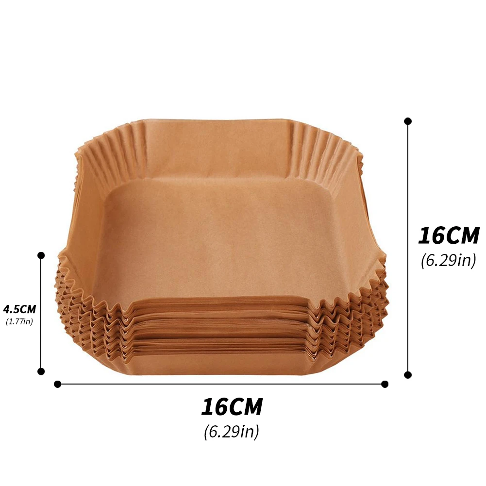 Doublures carrées en papier pour friteuse à air, doublures de poulet antiadhésives, doublures en papier parchemin, papier de cuisson résistant à l'eau, 100 pièces