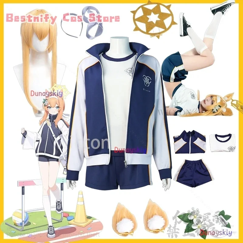 

ABC123CosplayGame Blue Archive Cosplay Iochi Mari Anime Costume Japanese School Sport Uniform Coat Shorts Wigs Furry Earw3'd,5;h