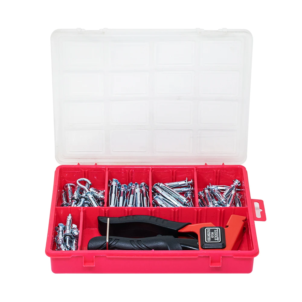 Bulloni Molly per pareti in gesso per cartongesso Ancoraggi a parete cavi resistenti con strumento di impostazione Kit di ancoraggi e viti per pareti in metallo