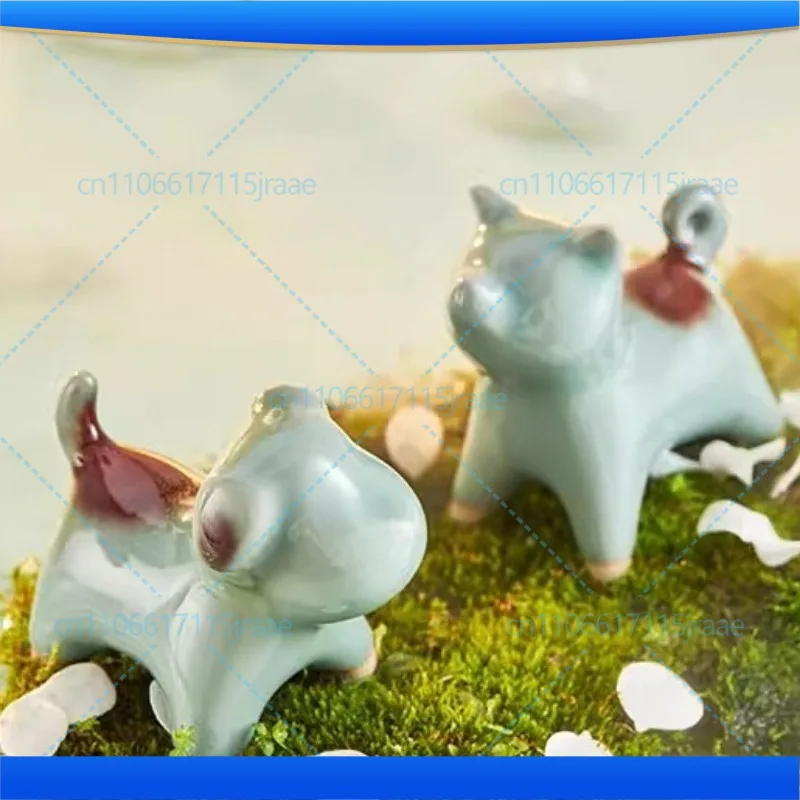 Jun porcelain kiln becomes cute puppy lucky Nafu handmade Jun porcelain ornament