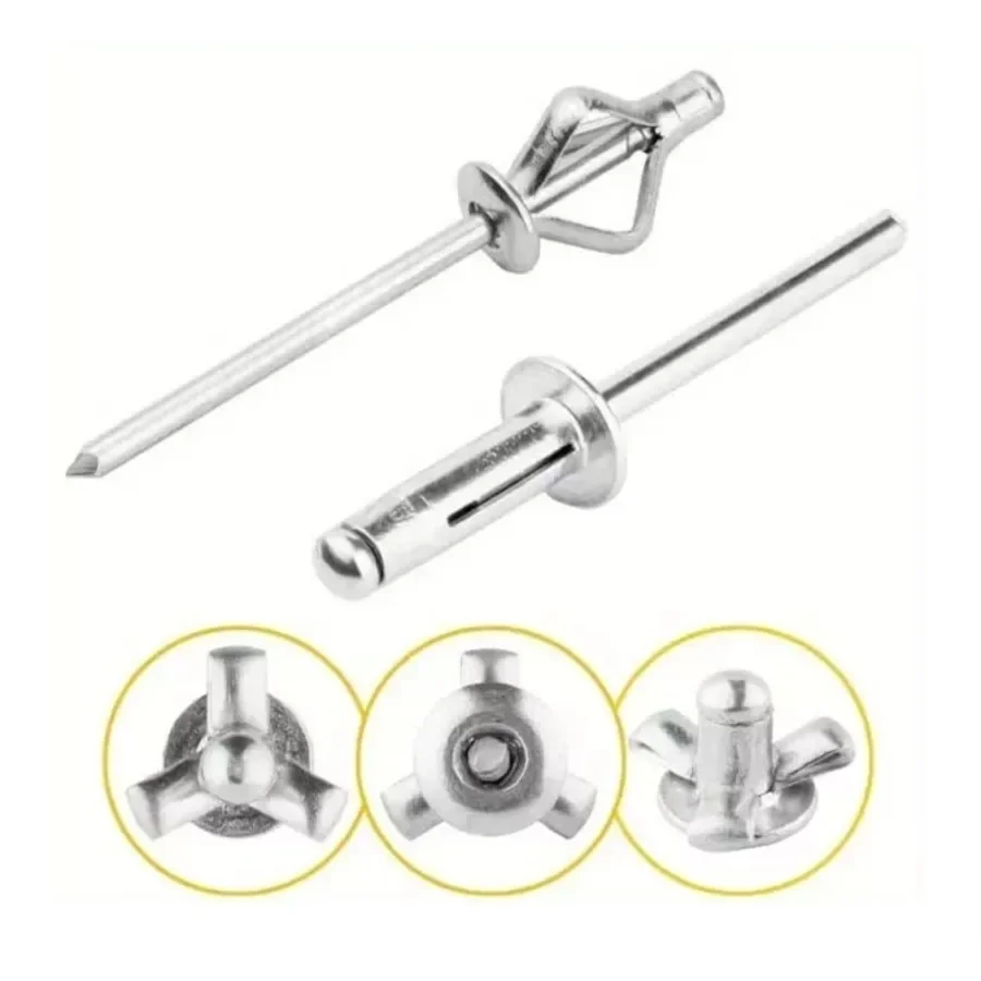 50 Uds. Remaches ciegos triples de aluminio, remache ciego Pop para automóvil, remache ciego estructural, remaches de bombilla de extensión de carga de aluminio