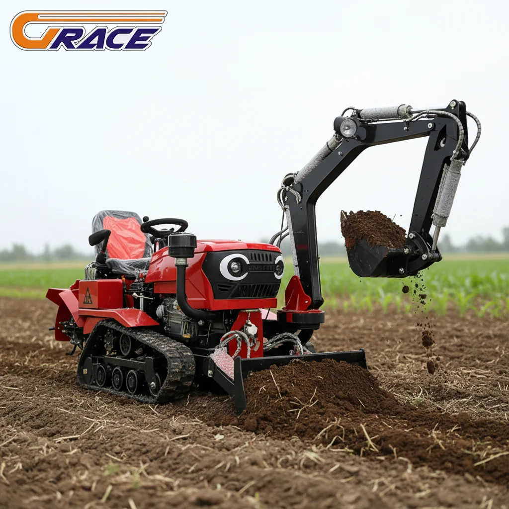 

25HP 35HP Mini Crawler Tractor 4WD Agricultural Cultivator With Rotary Tiller CE EPA Euro5 For Greenhouse