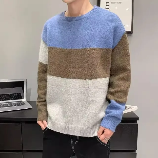 

Men's Knitted Thiened Sweater Autumn Winter Season Warm Faionable Base Layer Sea Pattern Casual Wear Polyester Fiber