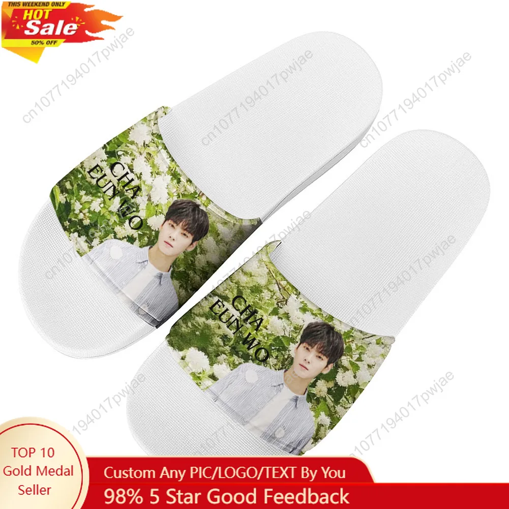 

KPOP Cha EunWoo Slippers Home Water Shoes Mens Womens Summer Slipper Retro street Indoor Outdoor Shower light Pool Sandals