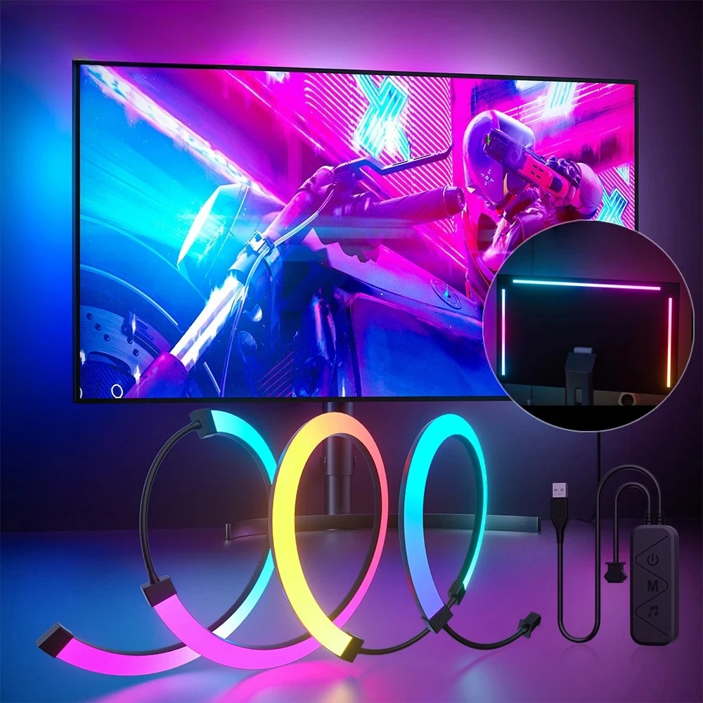 

RGB игровые огни, полоса монитора, подсветка, светодиодный дисплей, синхронизация ПК, атмосфера, экран, приложение, синхронизация музыки, декор, игровая комната, вечеринка