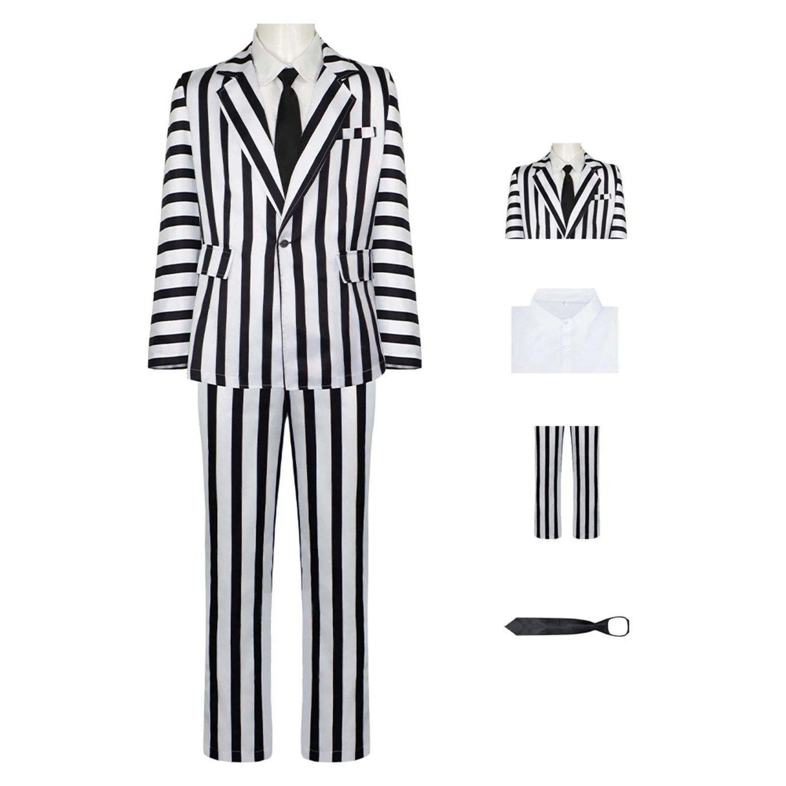 Archmage Michael Cosplay Costume Disguised Uniform Dress Black and White Striped Jacket Pants Man Women Halloween Party Suit