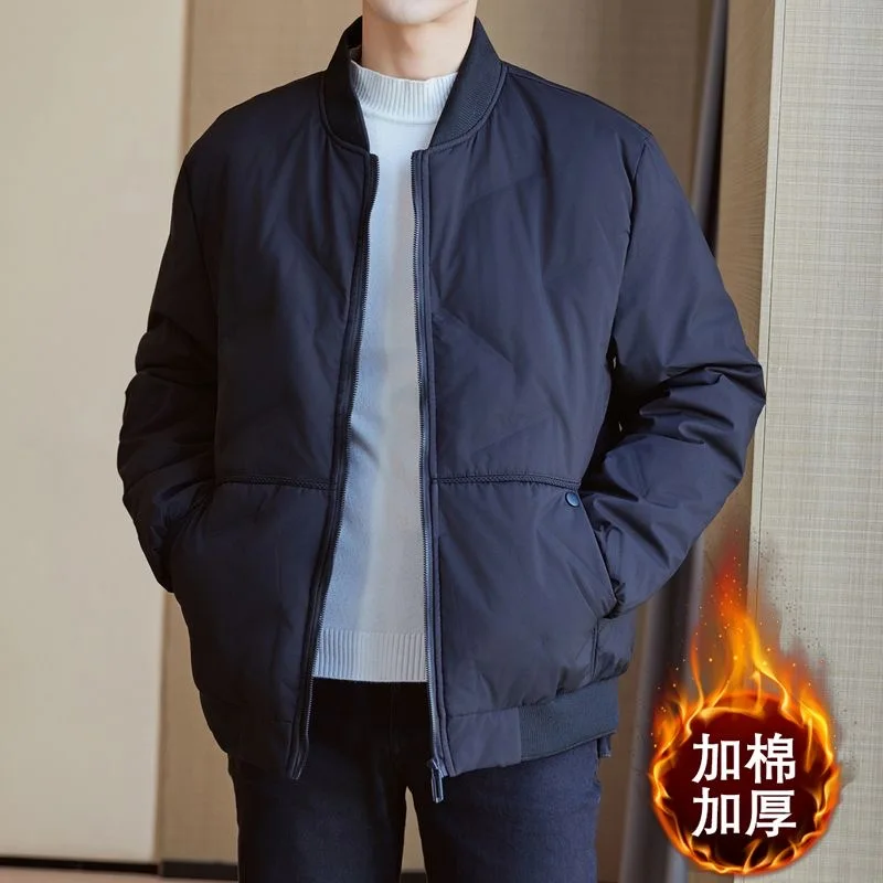 

New men's down jacket, baseball collar, fluffy cardigan top, grey duck down down down jacket, men's casual winter jacket