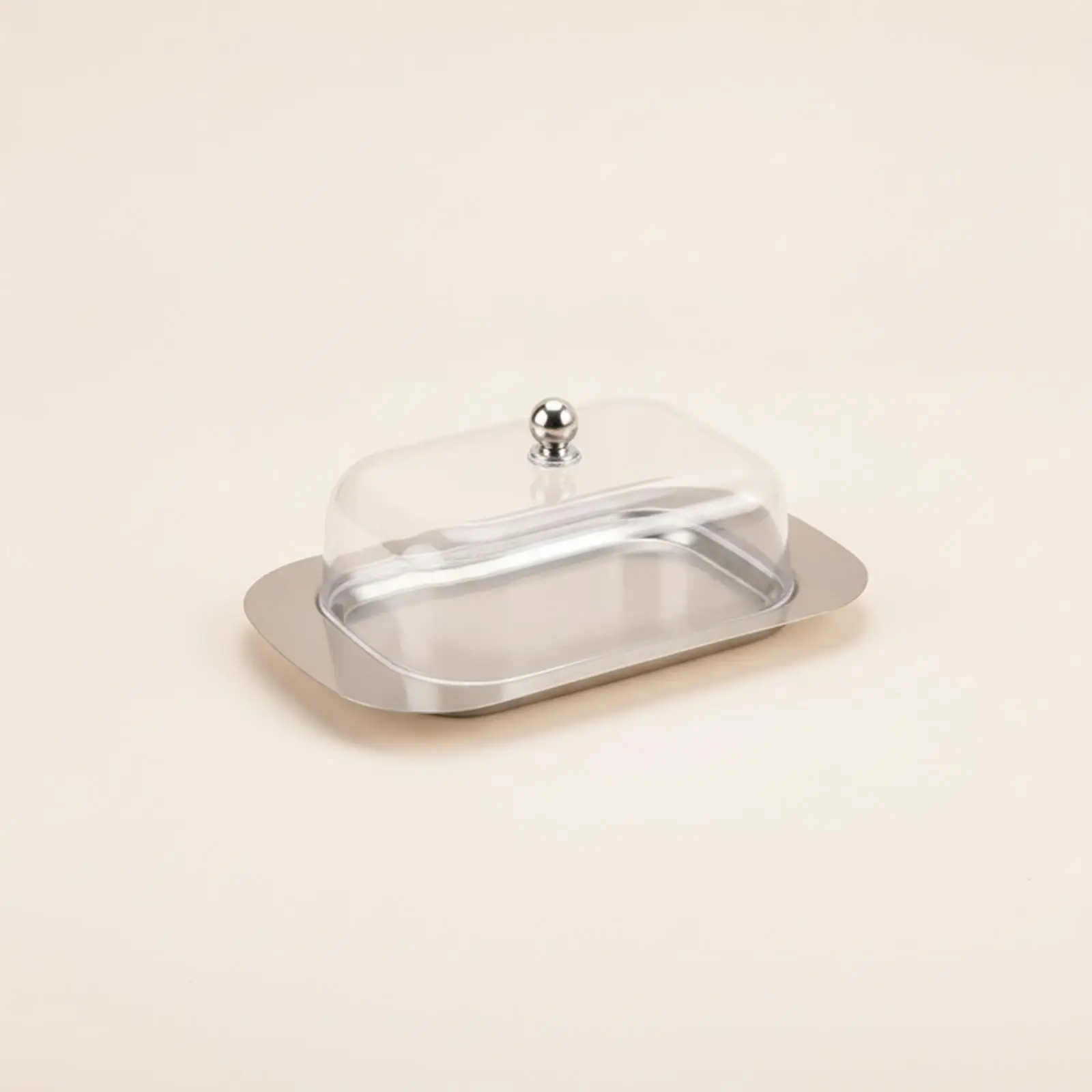 Covered Butter Box Stainless Steel and Plastic for Butter Cheese Spread Storage
