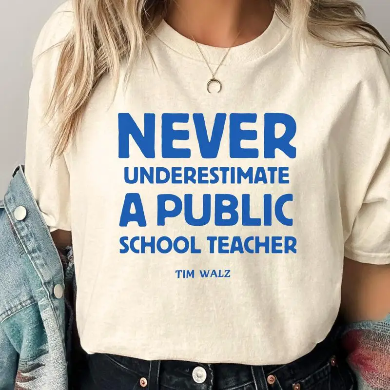 

Never Underestimate a Public School Teacher Kamala Harris T Shirt I'm Speaking President 2024