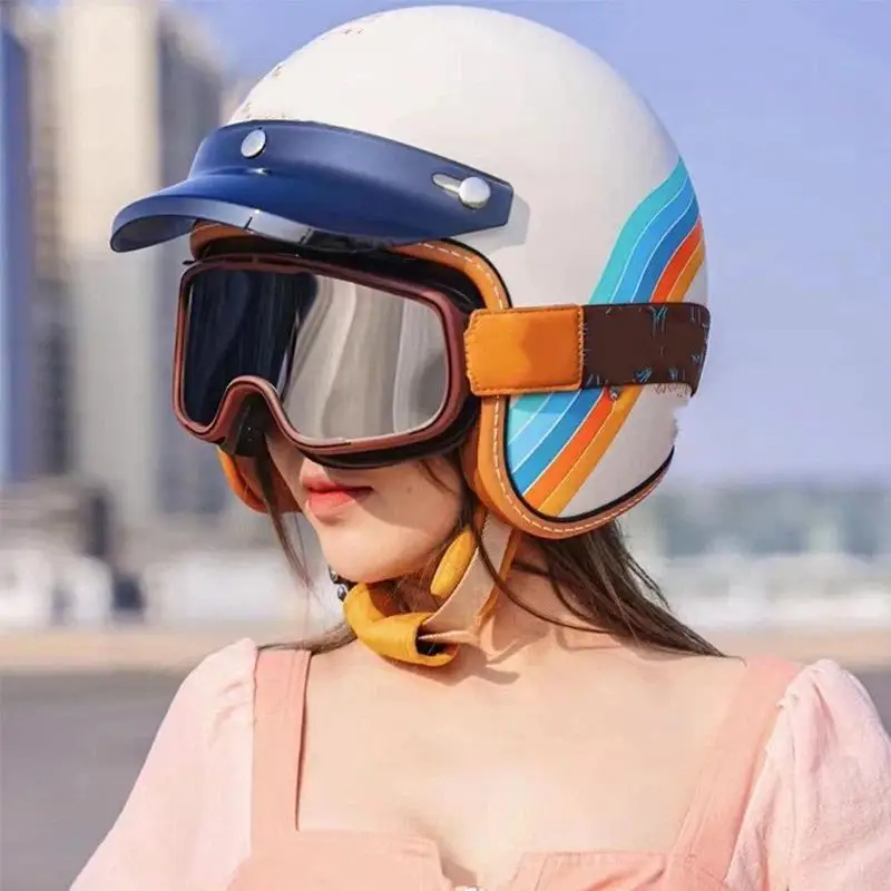 1Pcs 3 Snap-Button Jet Helmet Visor Glare Resistant Sun Brim for Off-road Adventure Motorbike Riding Accessory