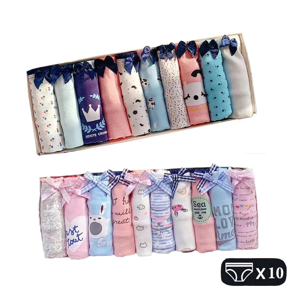 여성용 M-2XL 팬티, 면 속옷, 플러스 사이즈 섹시한 브리프, 통기성 부드러운 란제리, 귀여운 만화 언더팬츠