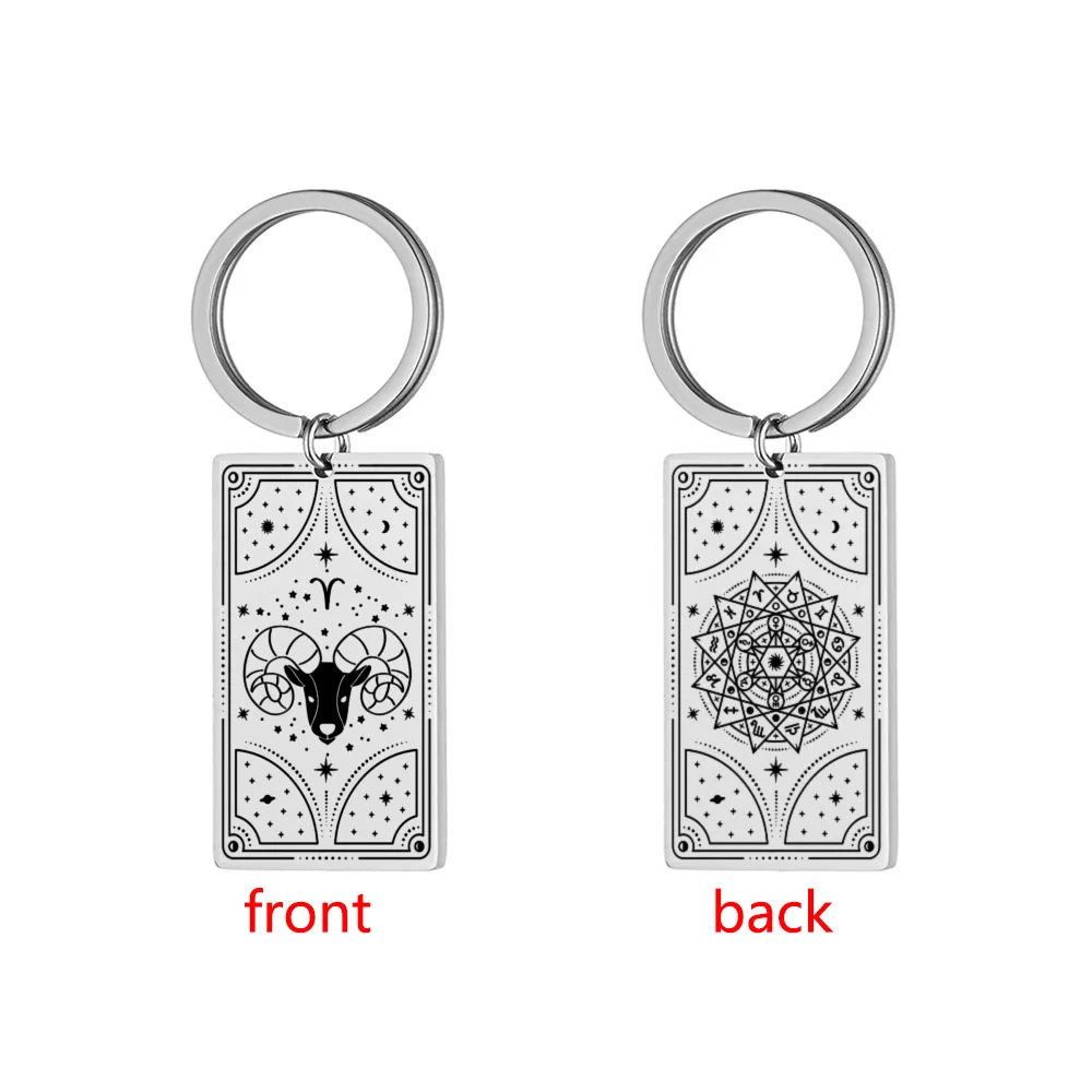 aquarius keychain 12 Constellation KeyChain for Women Stainless Steel Key Chain Men LEO Key Ring Aquarius Keyring Capricornus