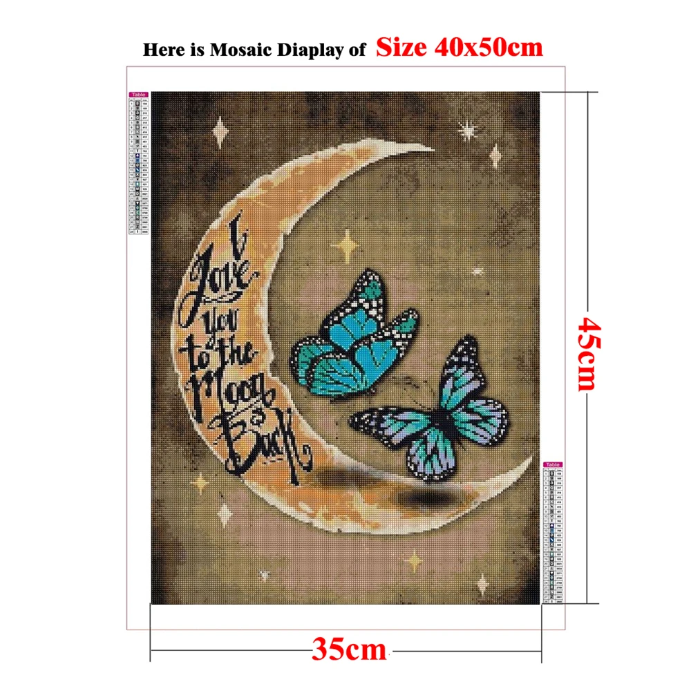 Full Square Round Drill 5D DIY Diamond Painting Love You To The Moon and Back Home Decoration for Childrens Bedroom or Nursery