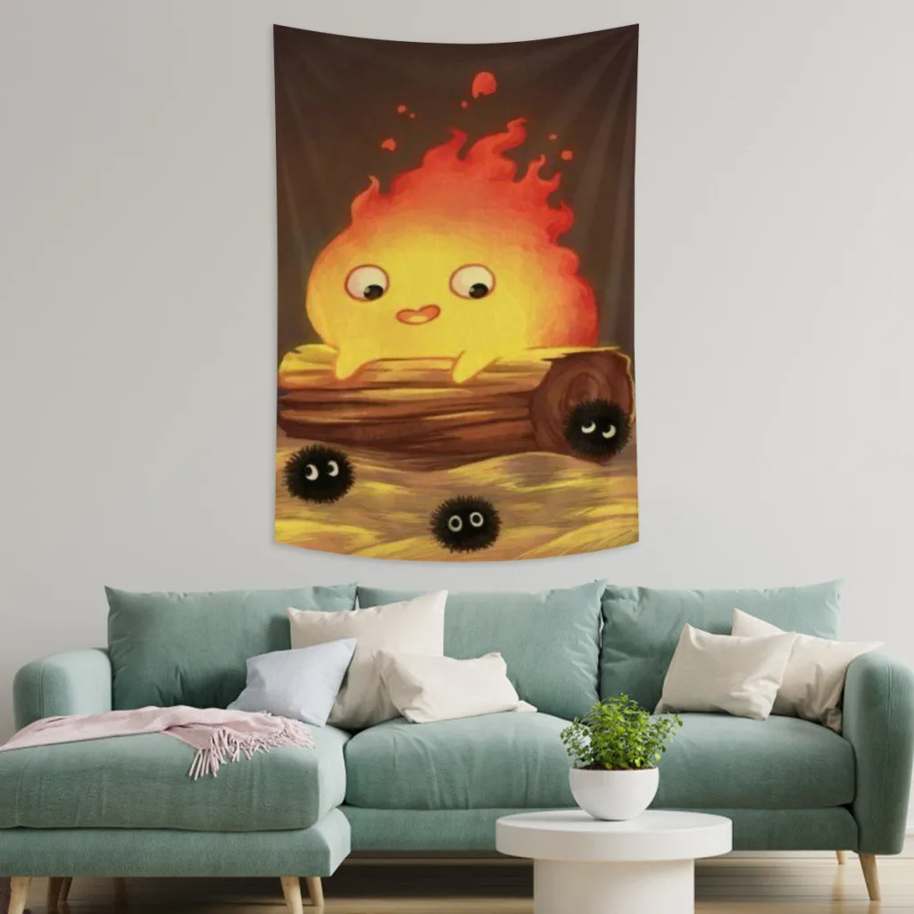 Flame calcifer Fabric Tapestry    for Wall Bedroom Room Decorating Items