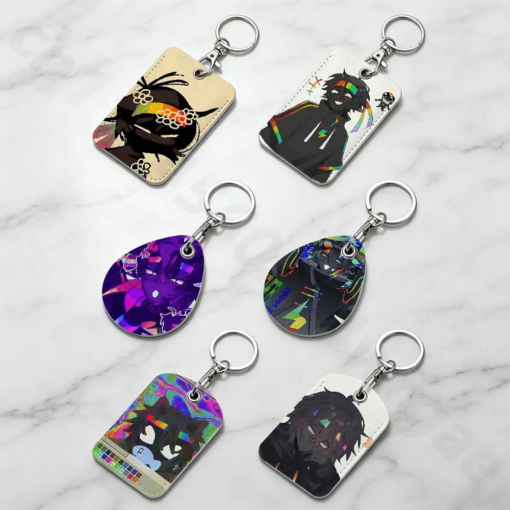 S-Spokeishere. Rectangle Card Case Keychain Access Card Bag Key Tag Ring Leather Card Holder Key Ring Access