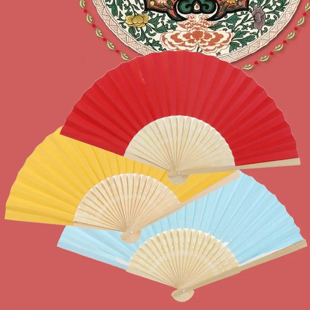 Summer 7 inch Wedding Chinese Style Party Bamboo Gifts DecorationTool Folding Paper Fan Hand Held Fan Photo Prop Tool Dance Fan