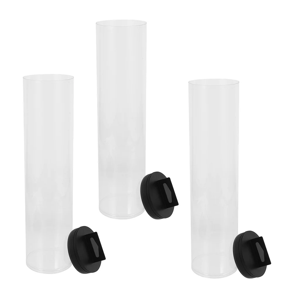 

3pcs Transparent Tennis Ball Holder Clear Pvc Storage Container Lightblocking Lid For Tennis Baseball Pickleball Training