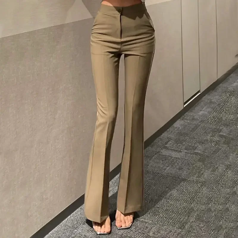 

Korean New Slim Fit High Waist Fashionable Commuting Versatile Temperament Slightly Flare Casual Trousers for Women XT1175