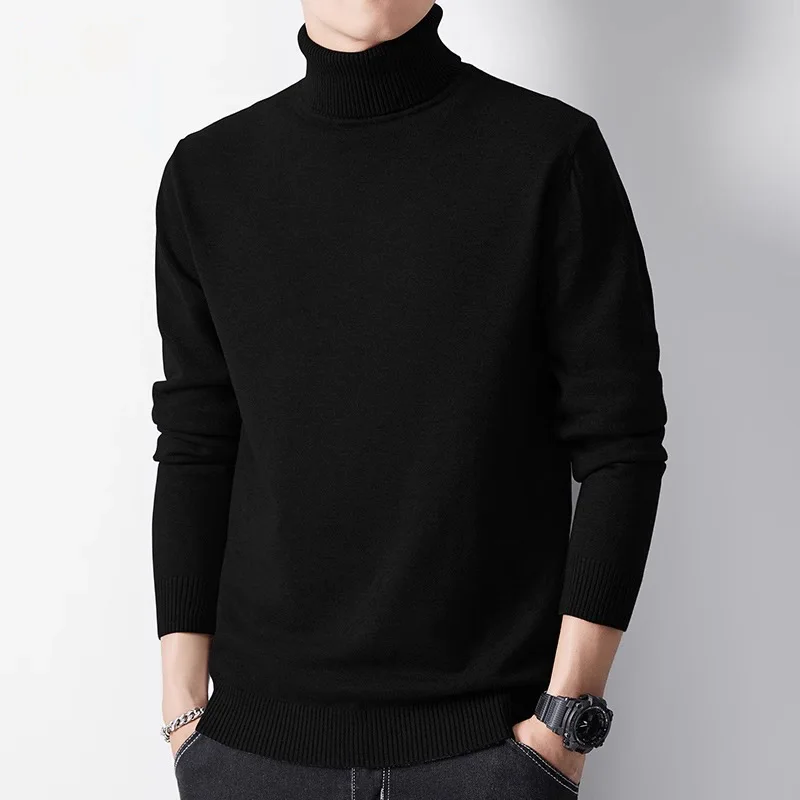 

Men's High Collar Fce Lined Thiened Sweater Winter Base Layer irt Knitted Inner Wear Casual Sle Polyester Fiber