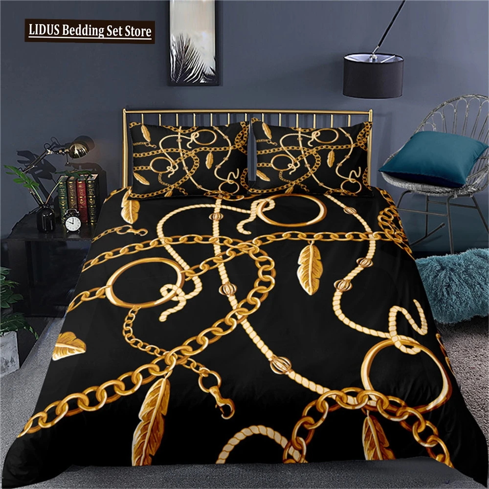 

Bedding Set Luxury Duvet Cover Set Home Decor Bed Set Golden Duvet Cover 2/3pcs Comforter Cover With Pillowcase Full Queen Size