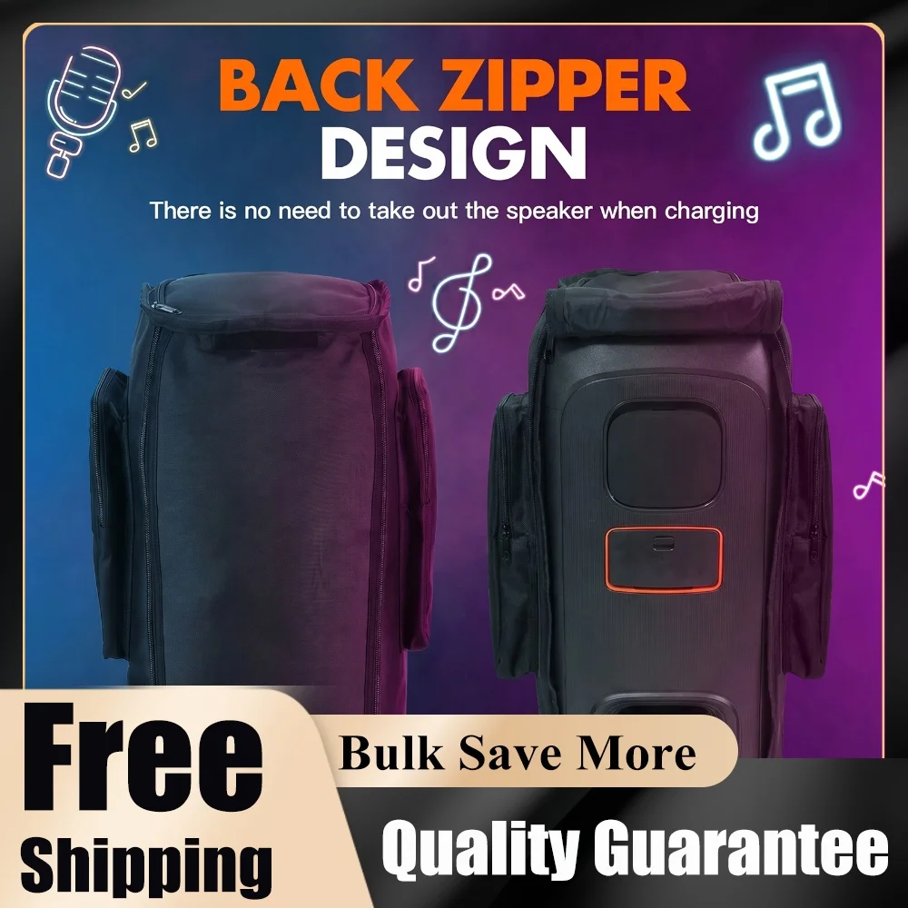 Speaker Cover Case Fits for for JBL PARTYBOX 110/120 with Microphone​ & Accessories Pocket Multi-Window Zipper Design