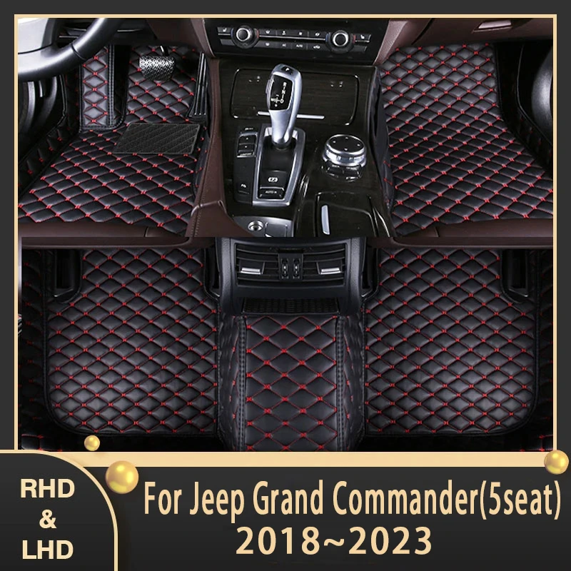 

Car Floor Mats For Jeep Grand Commander 2018~2023 5 Seat Custom Auto Foot Pads Leather Carpet Interior Accessories 2021 2022