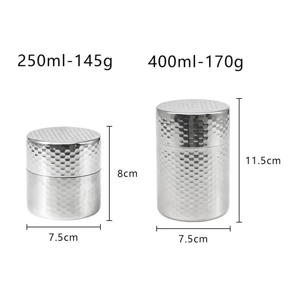 Premium Double Lid Tea Caddy Stainless Steel Moisture Proof Food Storage Canisters Stackable Air Tight Canisters Coffee Beans