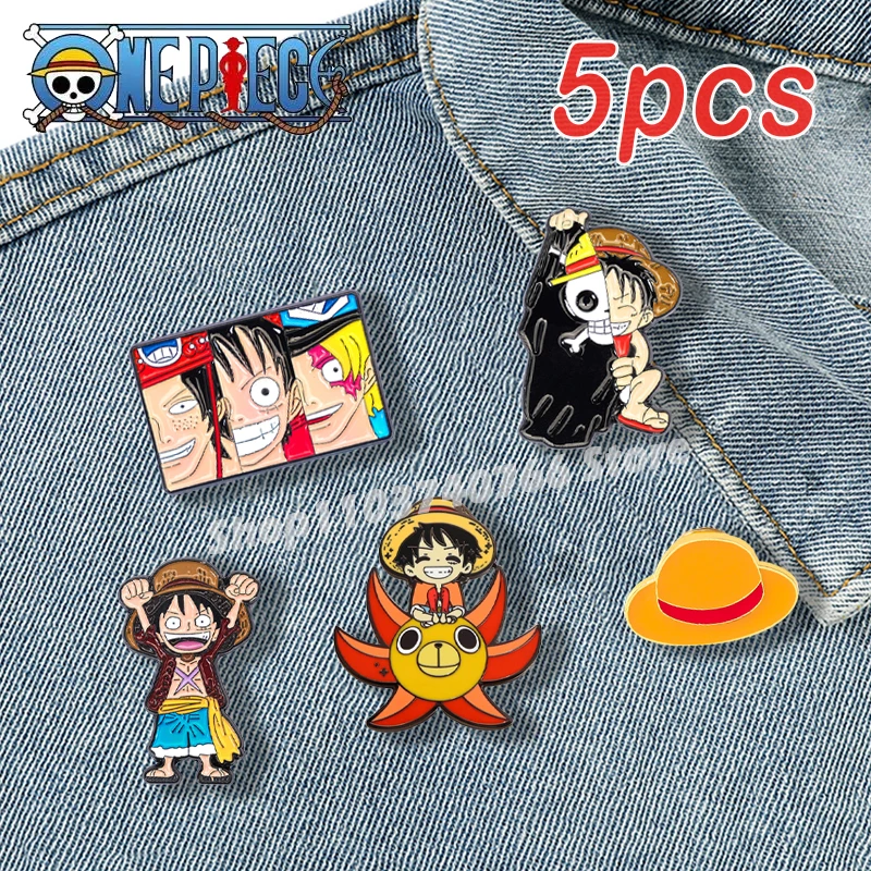 

1set One Piece Monkey D Luffy Enamel Pins Anime Kawaii Metal Brooches Bag Backpack Lapel Pin Accessories for Boys Jewelry Gift