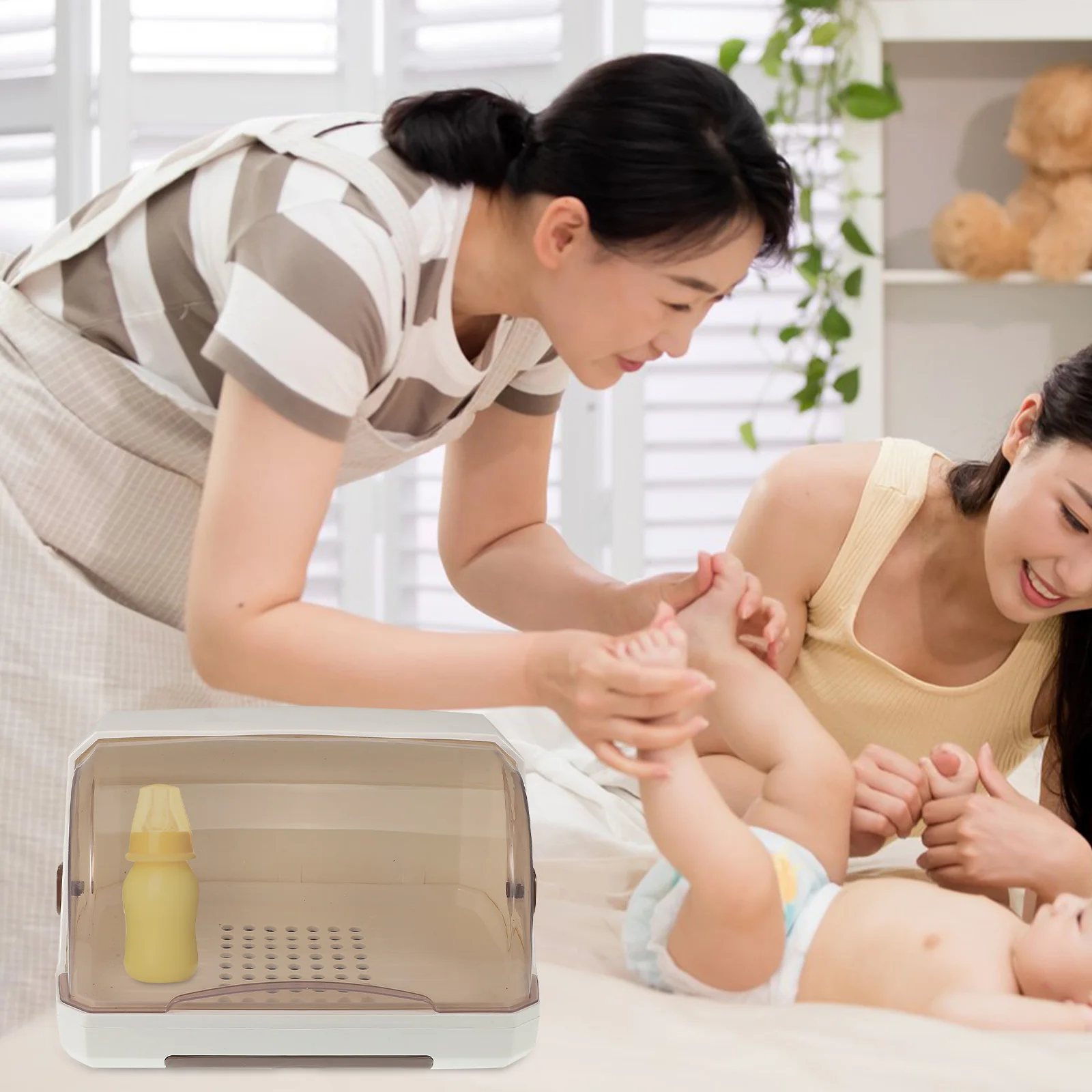 

Bottle Drainer Cup Organizer Stand Countertop Drying Storage Holder Lid PP Nursing Bottle Drying Rack Spacesaving Solution