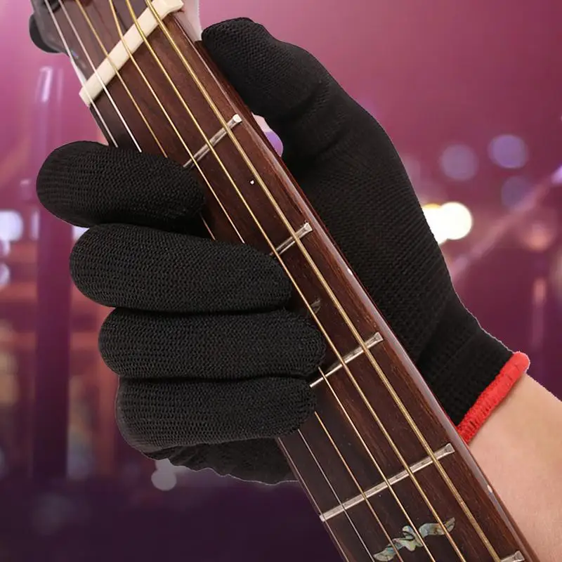 Guantes de Guitarra de mano izquierda, práctica de bajo para principiantes, guantes de protección de manos con dedo completo, guantes antidolor de nailon para la yema del dedo, 1 ud.