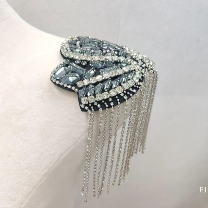 

[YU] 1 шт. Декоративные погони с бахромой и стразами, съемные, для украшения плеч