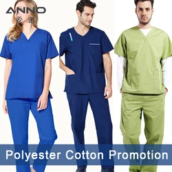 ANNO-Conjunto de uniforme clínico UniSex, uniforme de enfermería, uniforme de Hospital, ropa clínica, azul