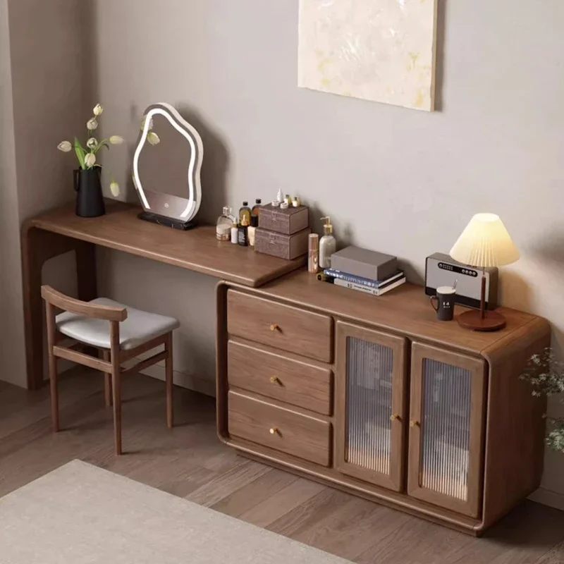 

Modern Nordic Dresser Solid Wood Drawer Storage Locker Makeup Vanities Vanity Dressing Table Toiletries Makeup Desk Dressers