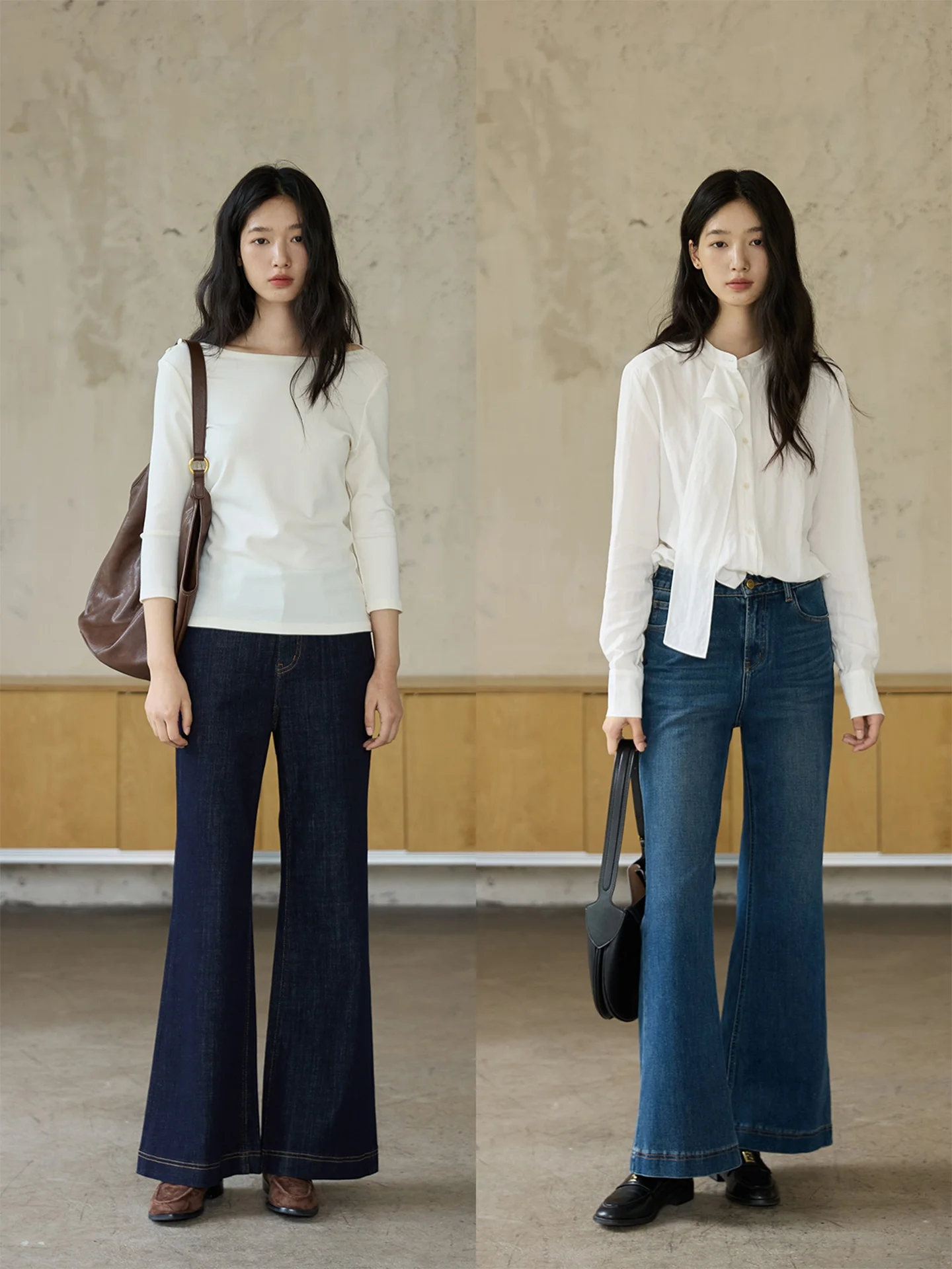 

Прямые джинсы-колокольчики с высокой талией, женские весенне-осенние хлопковые эластичные брюки в стиле ретро, ультра модели GINNKEE