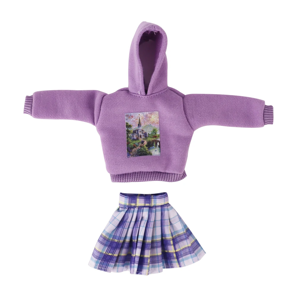 Sudadera con capucha y falda corta para barbie, accesorios de vestir, Blyth, juguetes para niñas, Navidad, cumpleaños, regalos de vacaciones