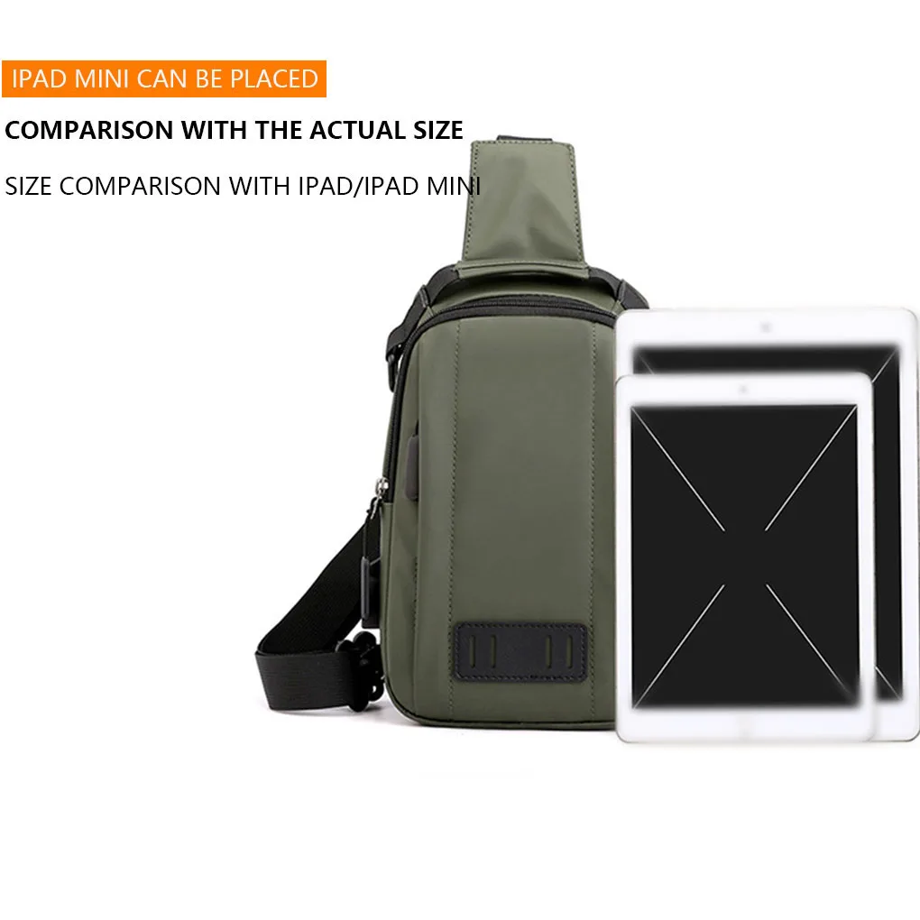 Men Chest Bag Portable Shoulder Pouch Outdoor Crossbody Pack Buckle Nylon Travel Casual Zipper Pocket Handbag Black