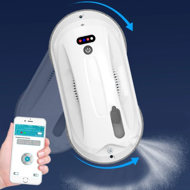 อุปกรณ์ทำความสะอาดหน้าต่างอัจฉริยะพร้อมสเปรย์เดี่ยว 2800pa การตรวจจับการทำงานระยะไกลสำหรับกระจก