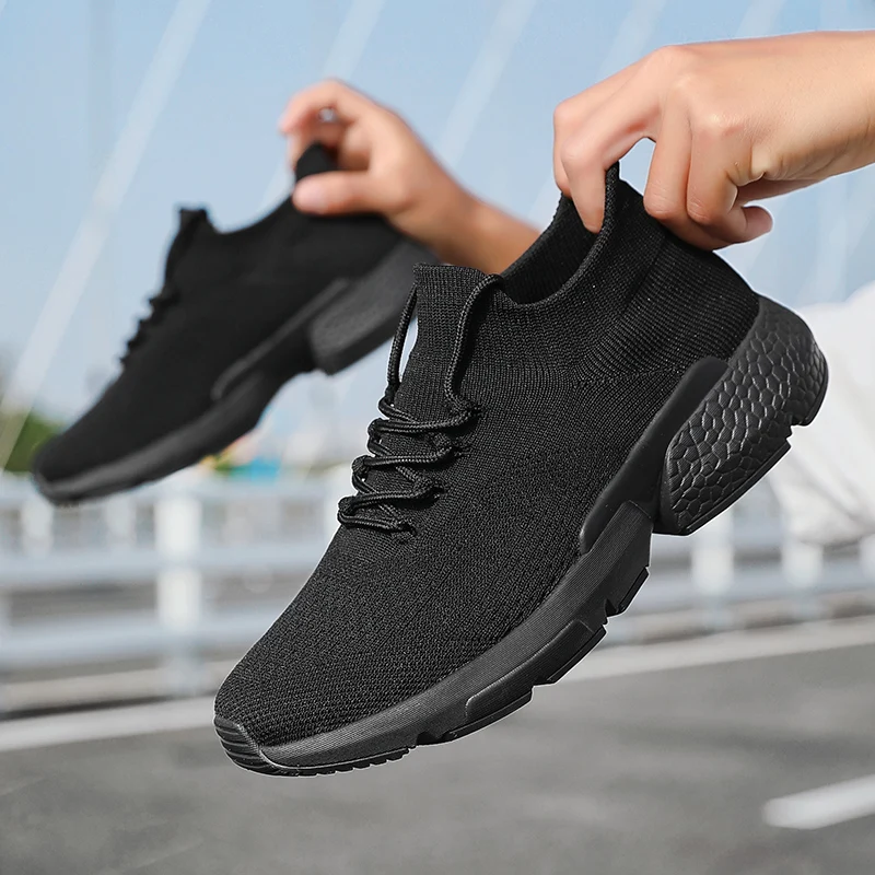 Men Casual Sport Shoes Breathable Lightweight Sneakers Outdoor Mesh Black Running Shoes Athletic Jogging Tenis Walking Shoes 46