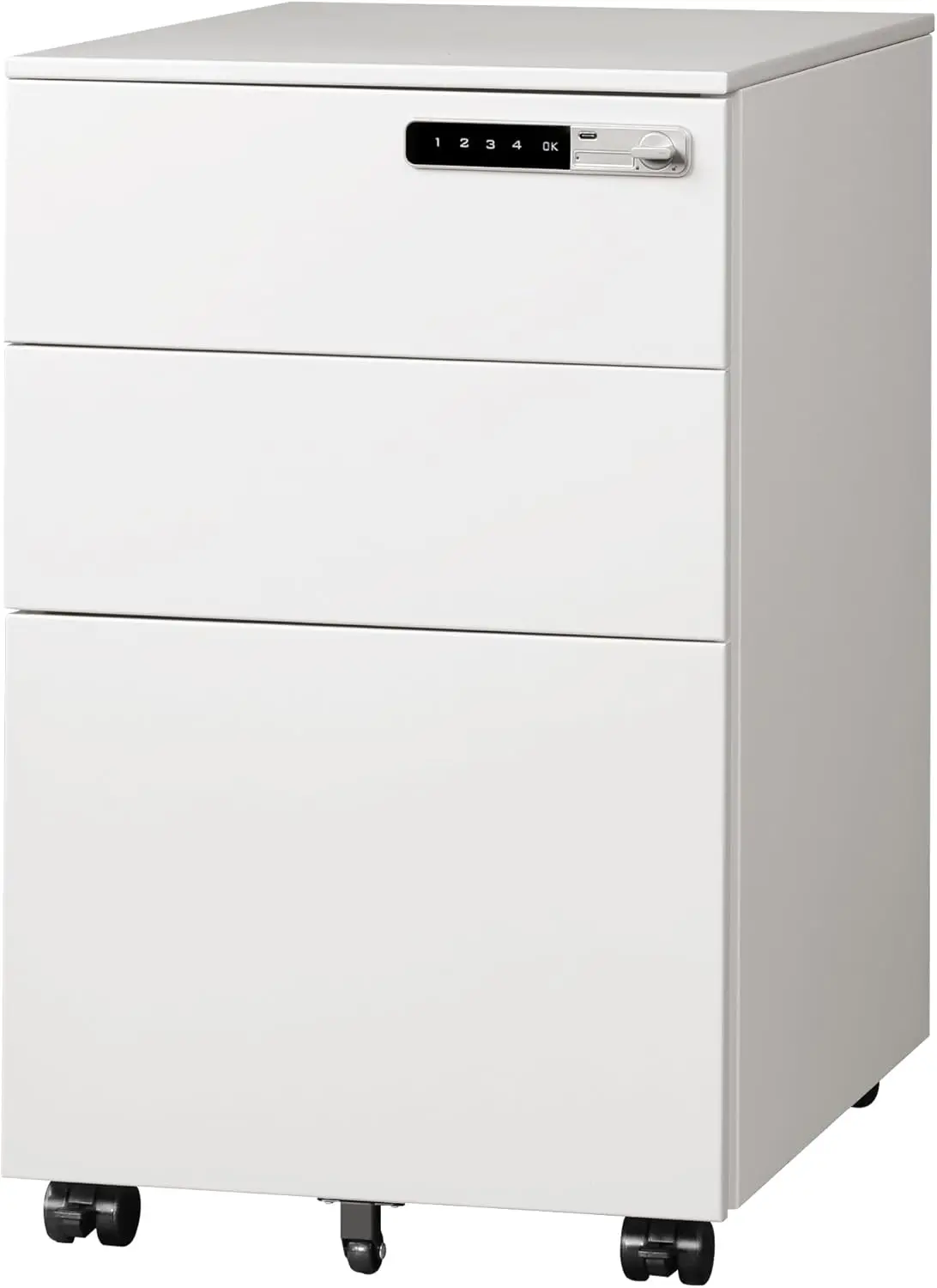 DEVAISE 3 Drawer File Cabinet with Combination Lock，Fully Assembled Metal Filling Cabinet Except