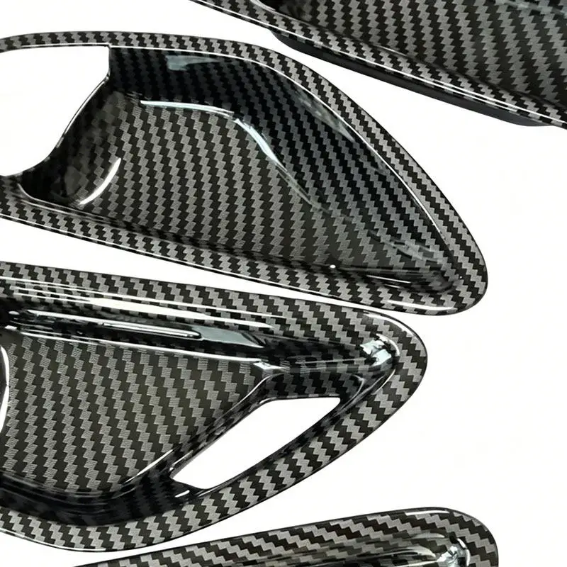 LHD Car ABS Interior Door Bowl Frame Trim For Mercedes Benz C E Class W205 W213 GLC X253 2015-2021 4pcs Carbon Fiber Texture