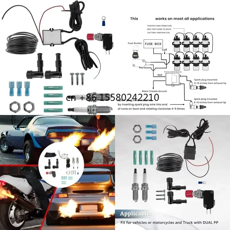 87HE Exhaust Flame Set Flame Thrower Modification Accessories Double Flamethrower Includes All Installation Parts