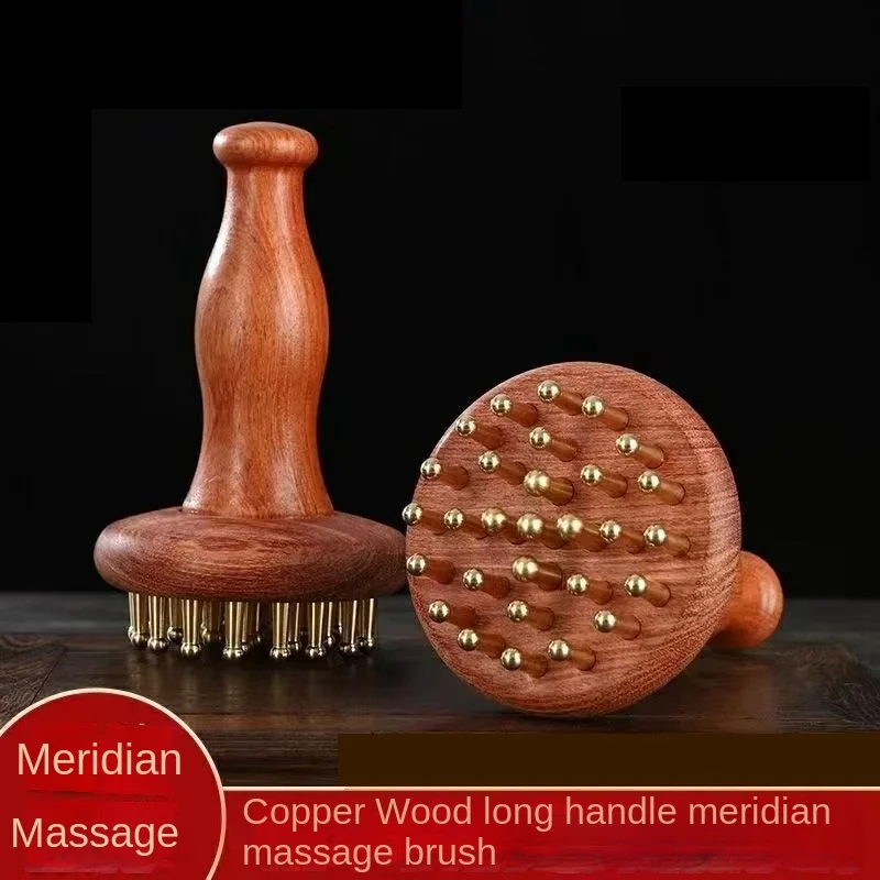 Copper Wooden Guasha Massage Brush Meridian Dredging Scraping Anti Cellulite Relaxation Tool For Waist Leg Body Gua Sha Therapy